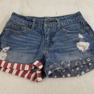 Denim Shorts Booty Size 0 Americana Distressed